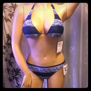 NWT Paisley Striped Bikini Swim Suit Set